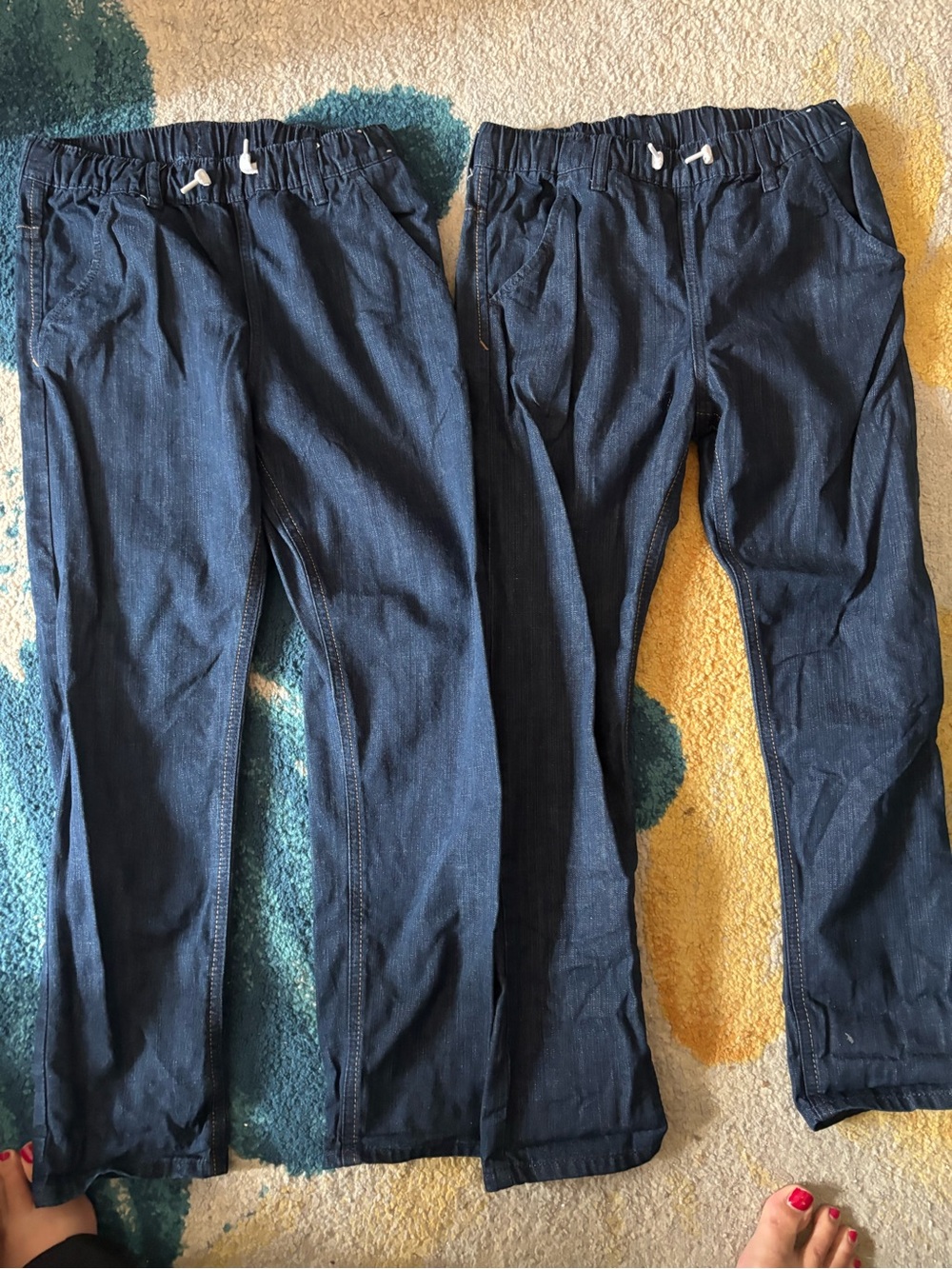 H&M Boys Dark Blue Elastic Waist Denim Jogger Pants - 2 Pack
